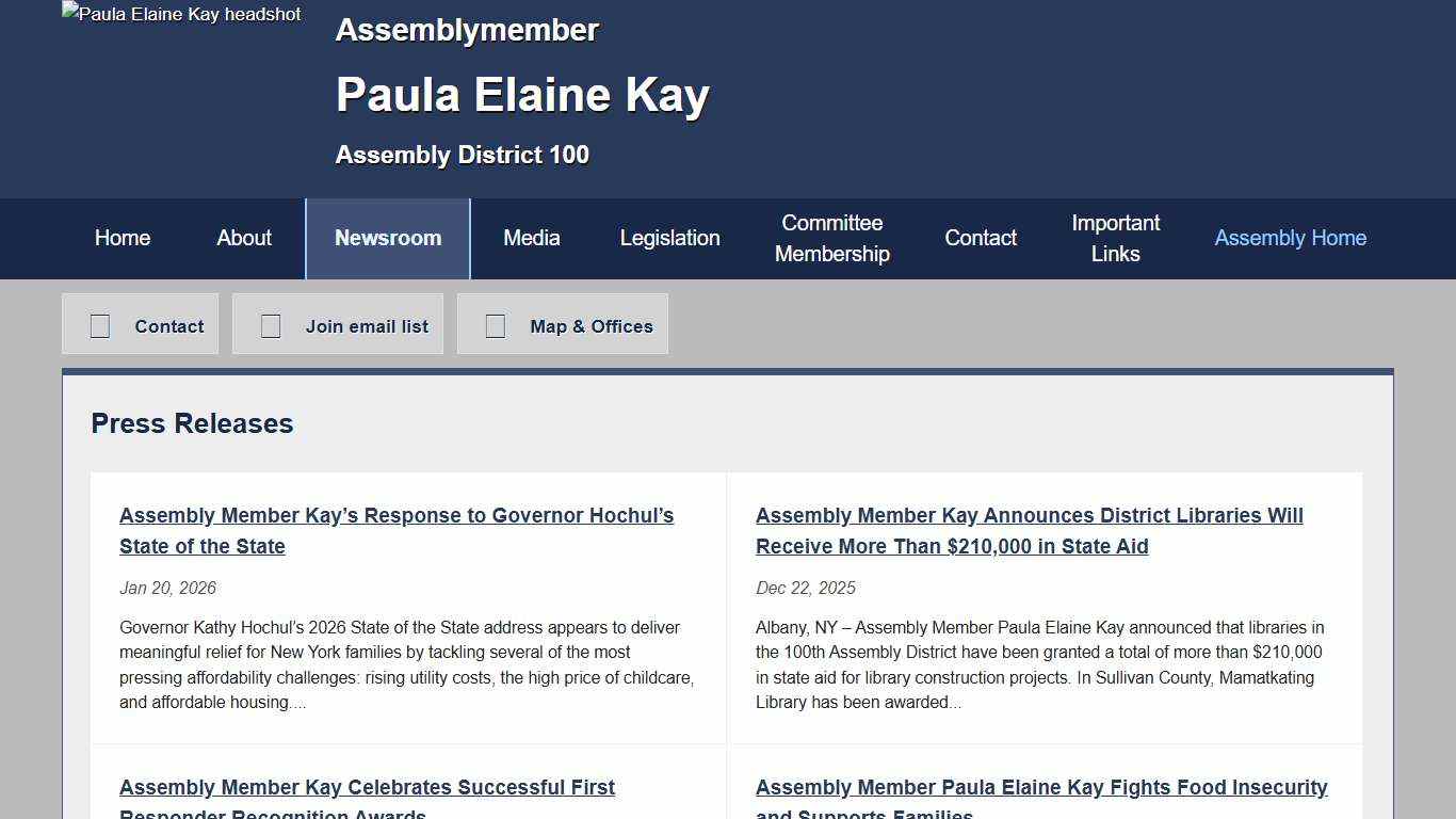 Paula Elaine Kay - Assembly District 100 New York State Assembly