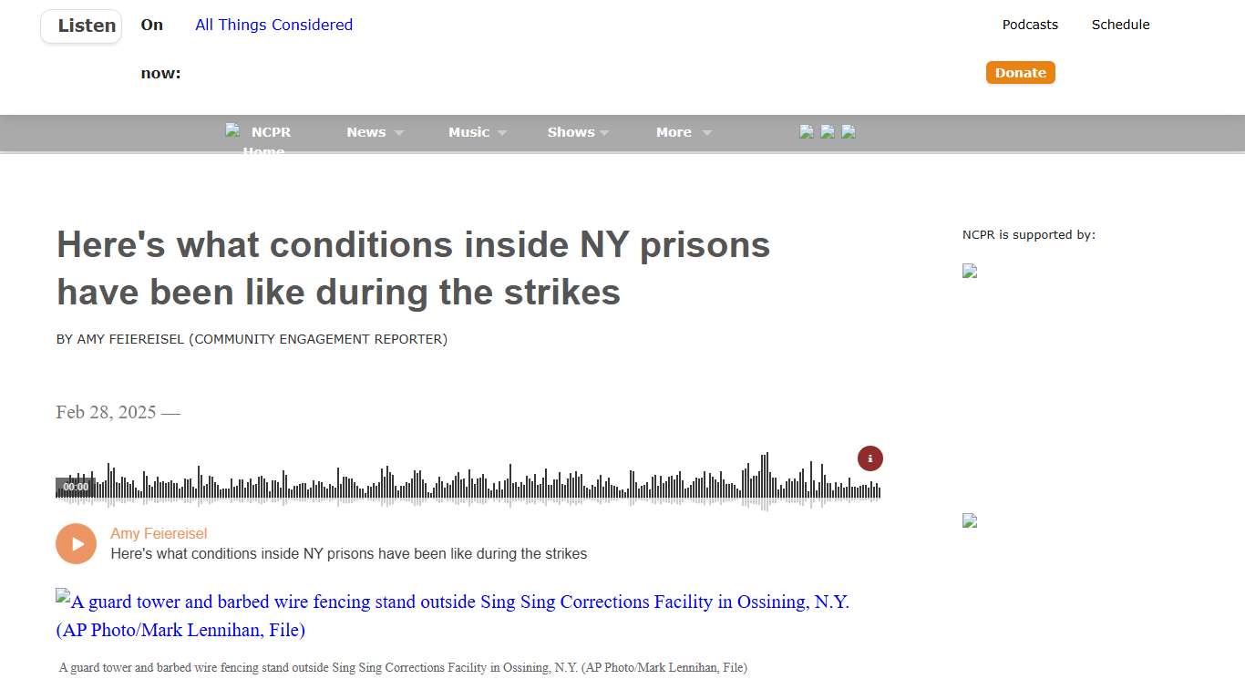 Here's what conditions inside NY prisons have been like during the strikes NCPR News